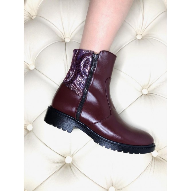 Ghete din piele naturala 318-Bordo-204