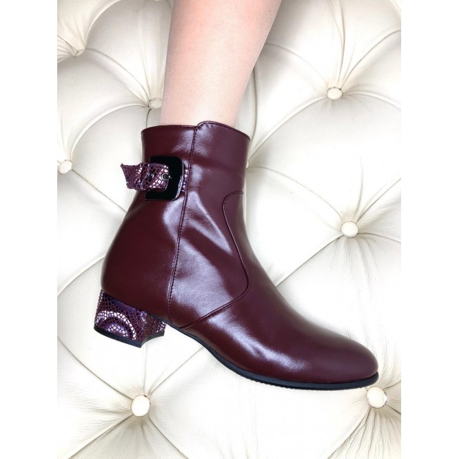 Ghete din piele naturala 320-Bordo-204