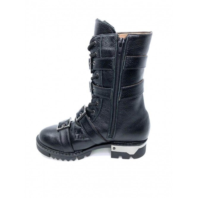 Ghete din piele naturala 574-Negru Bizon