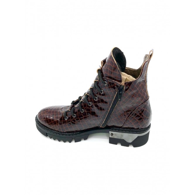 Ghete din piele naturala 600-Croco Maro