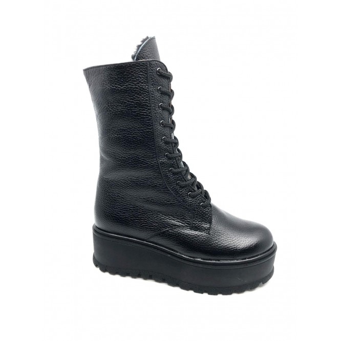 Ghete din piele naturala 604-Negru Bizon
