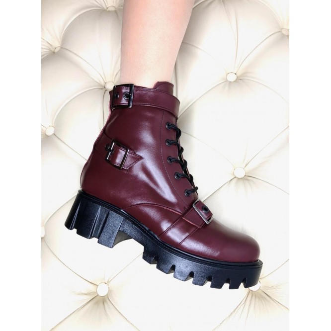 Ghete din piele naturala 605-Bordo