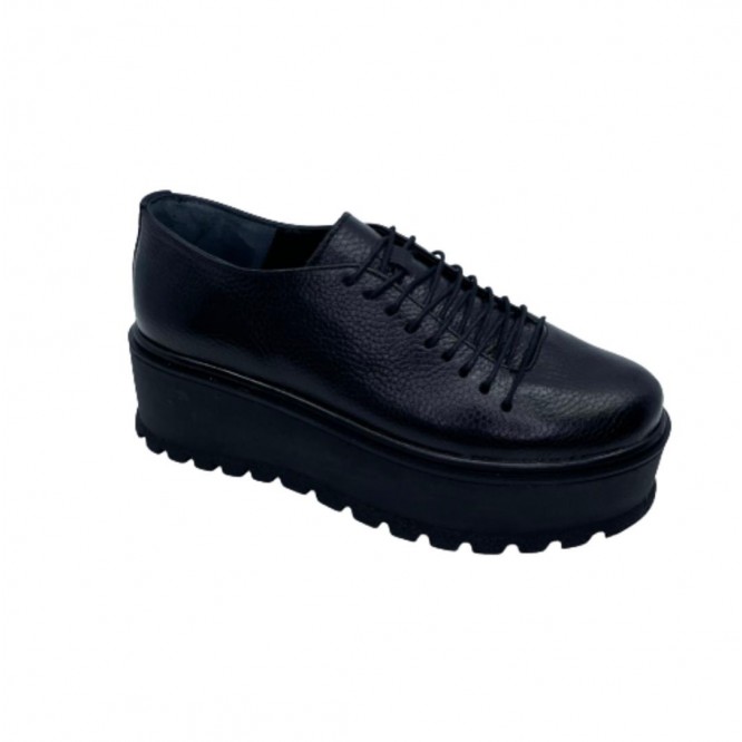 Pantofi din piele naturala 612-Negru Bizon