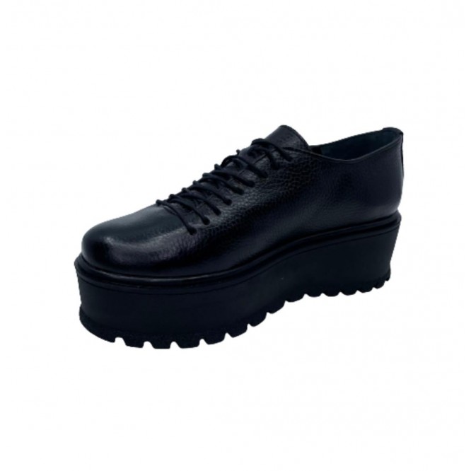 Pantofi din piele naturala 612-Negru Bizon