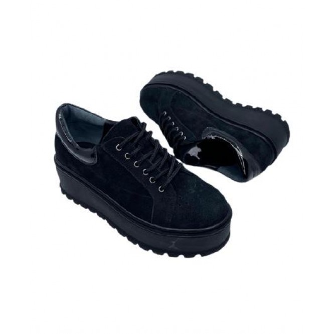 Pantofi din piele naturala 614-Ant. Negru-Lac
