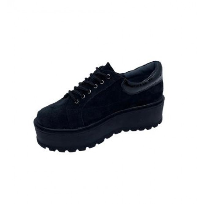 Pantofi din piele naturala 614-Ant. Negru-Lac