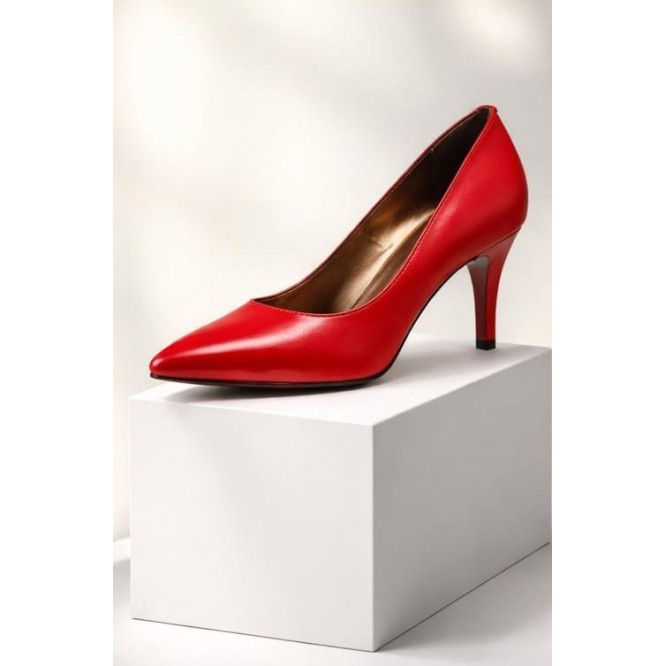 PANTOFI DIN PIELE NATURALA   662-ROSU