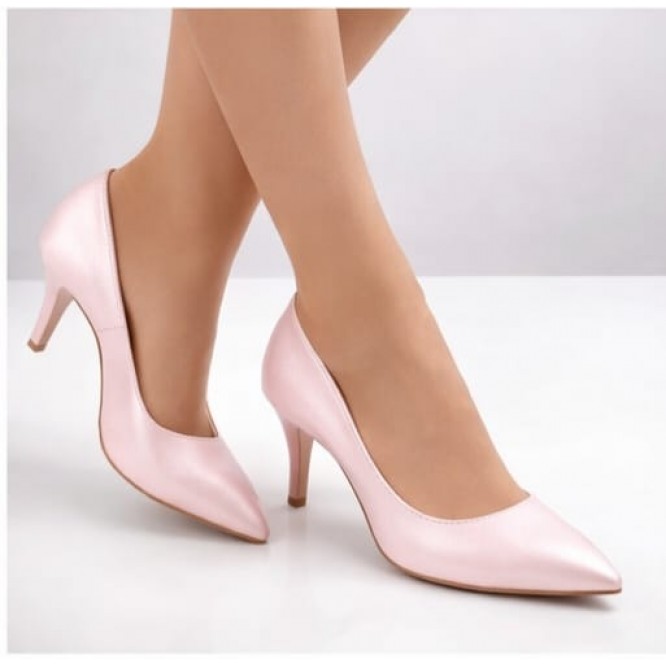 PANTOFI DIN PIELE NATURALA   662- ROZ PUDRAT SIDEF-150