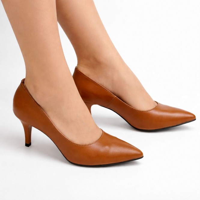 PANTOFI  DIN PIELE NATURALA   662-CARAMEL-221