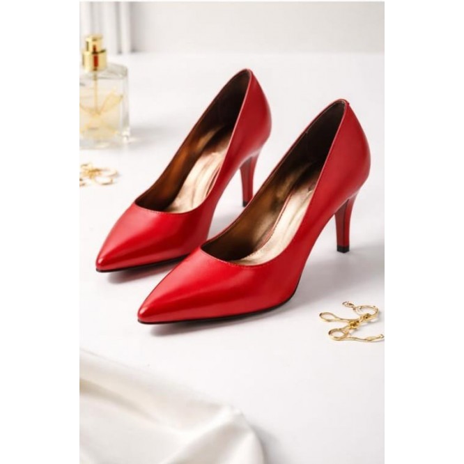 PANTOFI DIN PIELE NATURALA   662-ROSU