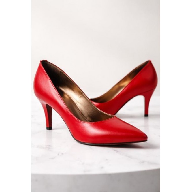 PANTOFI DIN PIELE NATURALA   662-ROSU