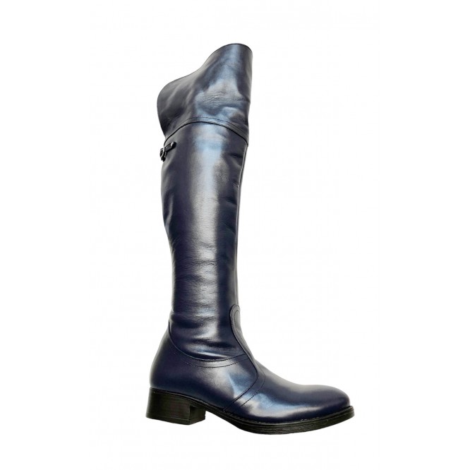 Cizme din piele naturala 710-bleumarin