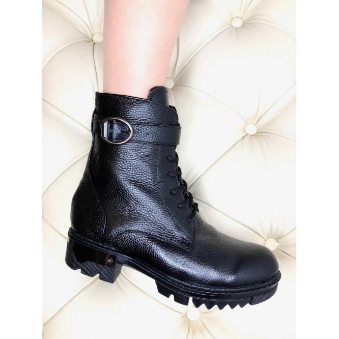 Ghete din piele naturala 839-Negru Bizon
